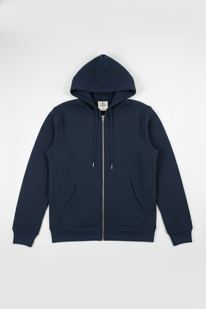 Blue Linear Texture Hoodie (Plus Size) - W25 - MH0097P