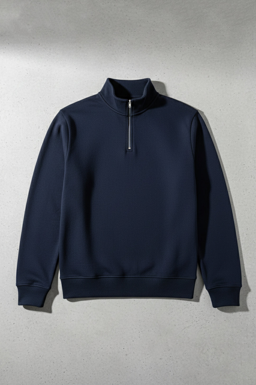 Navy Mock Neck Zip Sweatshirt (Plus Size) - W25 - MSW106P