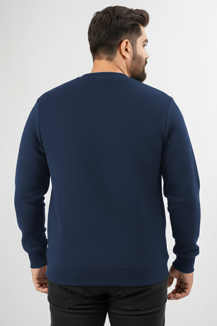 Blue Quilted Textured Sweatshirt (Plus Size) - W25 - MSW105P