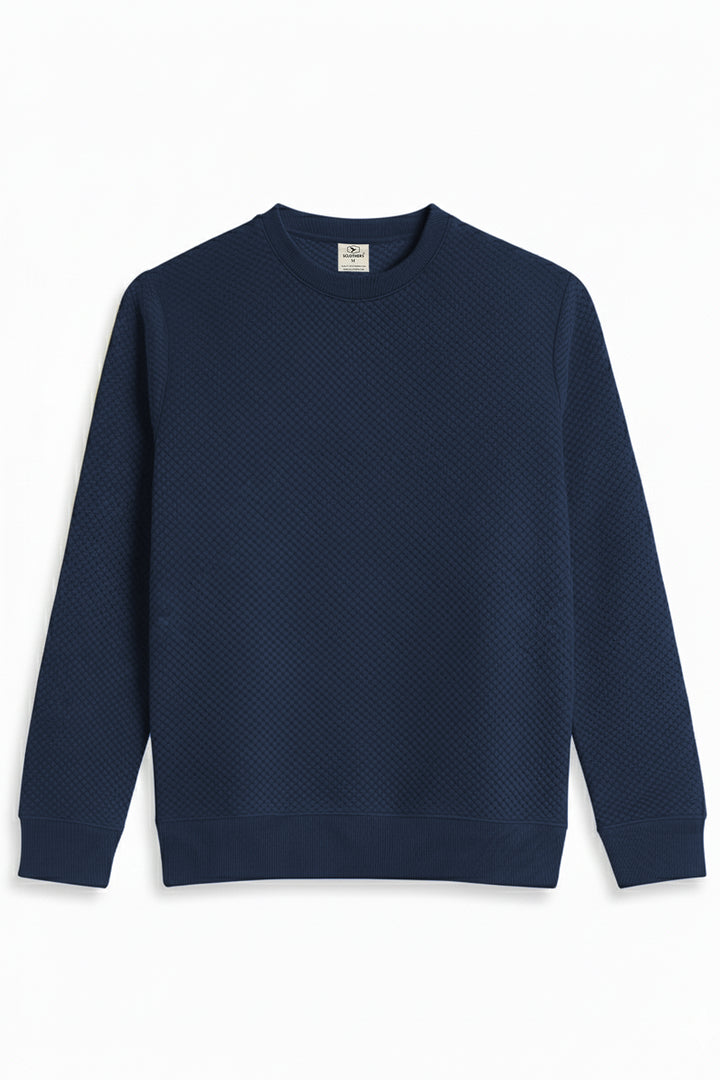 Blue Quilted Textured Sweatshirt - W25 - MSW105R