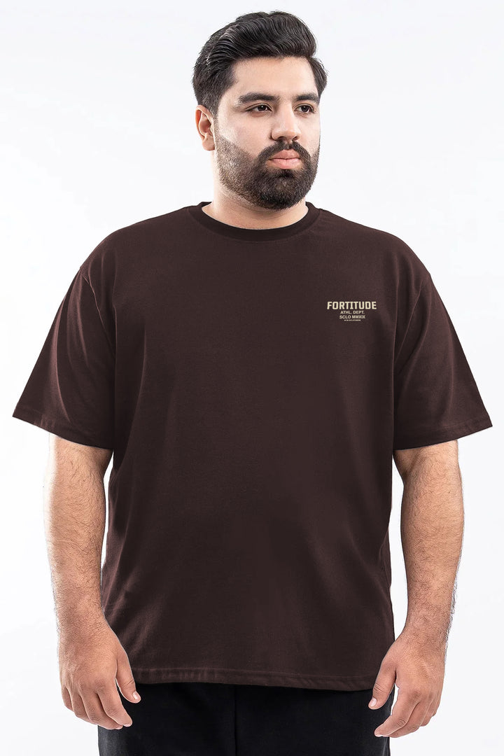 Fortitude Oversized Graphic T-Shirt – Brown (Plus Size) - S26 - MT0508P