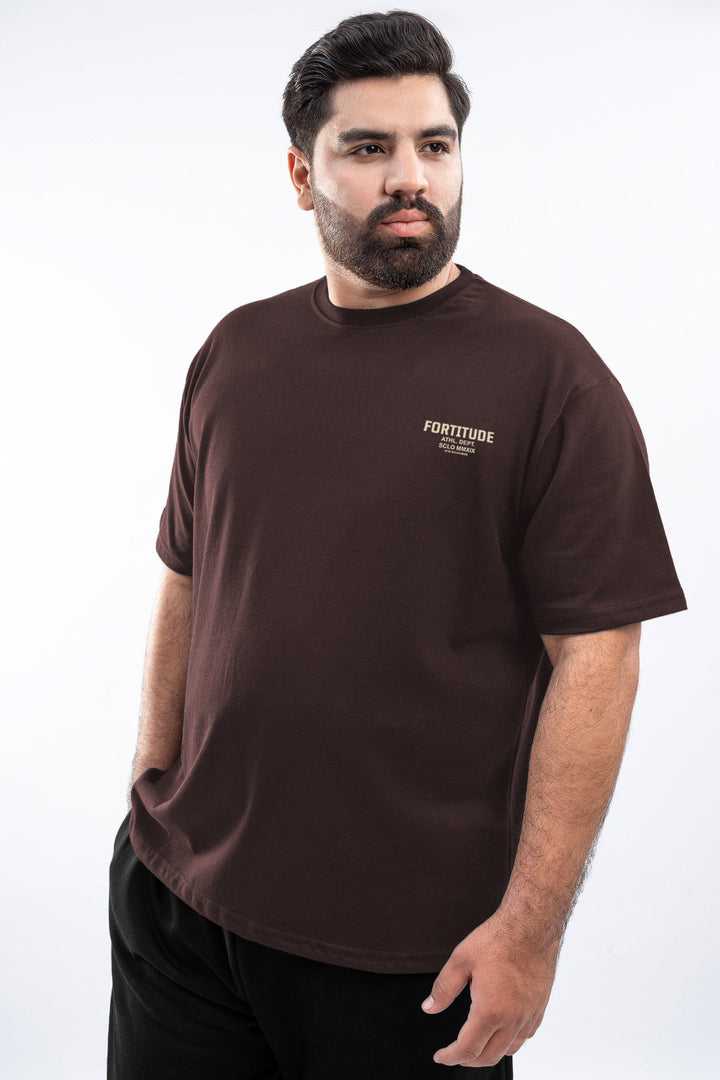 Fortitude Oversized Graphic T-Shirt – Brown (Plus Size) - S26 - MT0508P