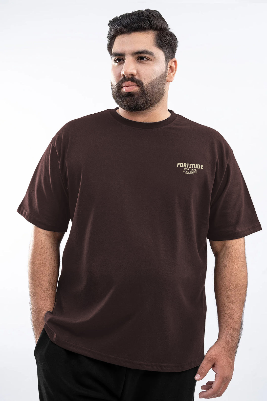 Fortitude Oversized Graphic T-Shirt – Brown (Plus Size) - S26 - MT0508P