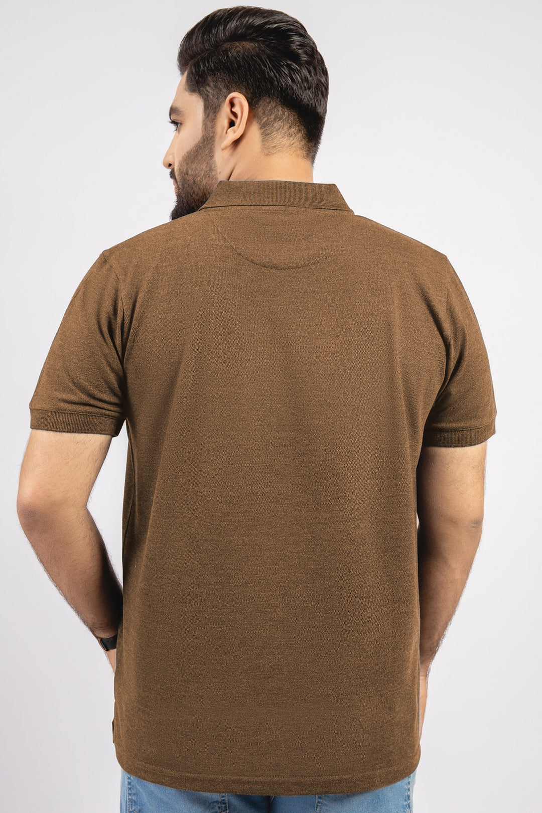 Brown Melange Pique Polo Shirt (Plus size) - S25 - MP0450P