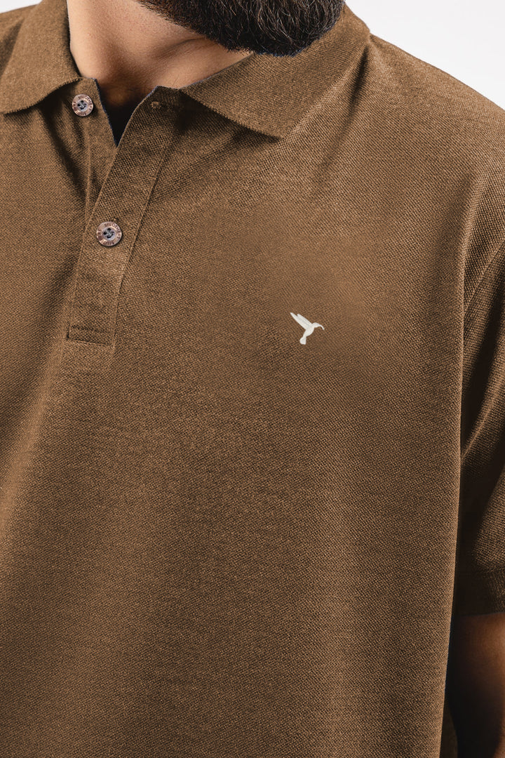 Brown Melange Pique Polo Shirt - S25 - MP0450R
