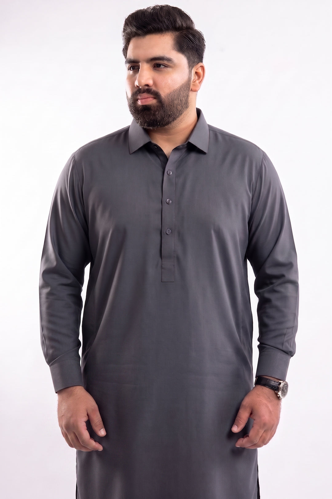 Men's Grey Kurta Shalwar (Plus Size) - S26 -  MKS016P