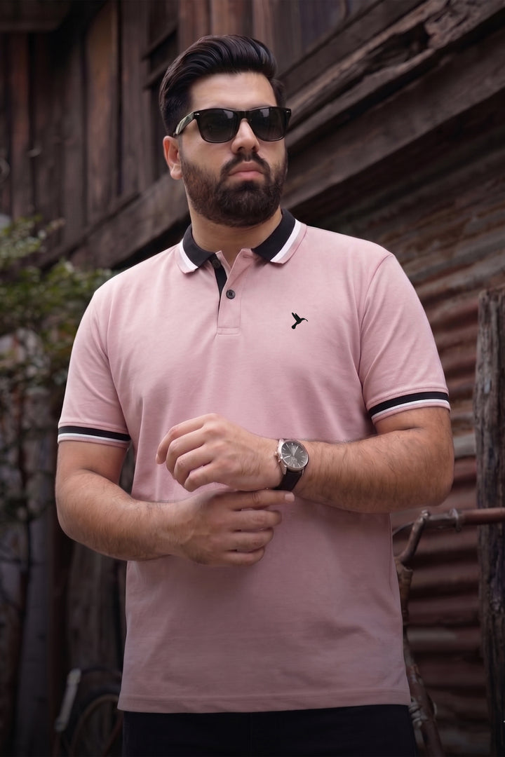 Ash Rose Jacquard Collar Polo Shirt (Plus Size) - S26 - MP0564P