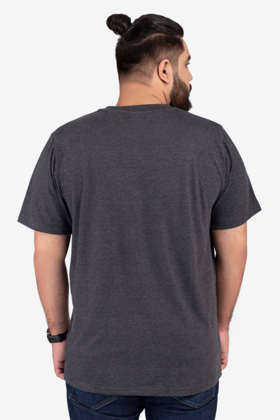 Charcoal Crew Neck Jersey T-Shirt - (Plus size) - S26 - MT0530P