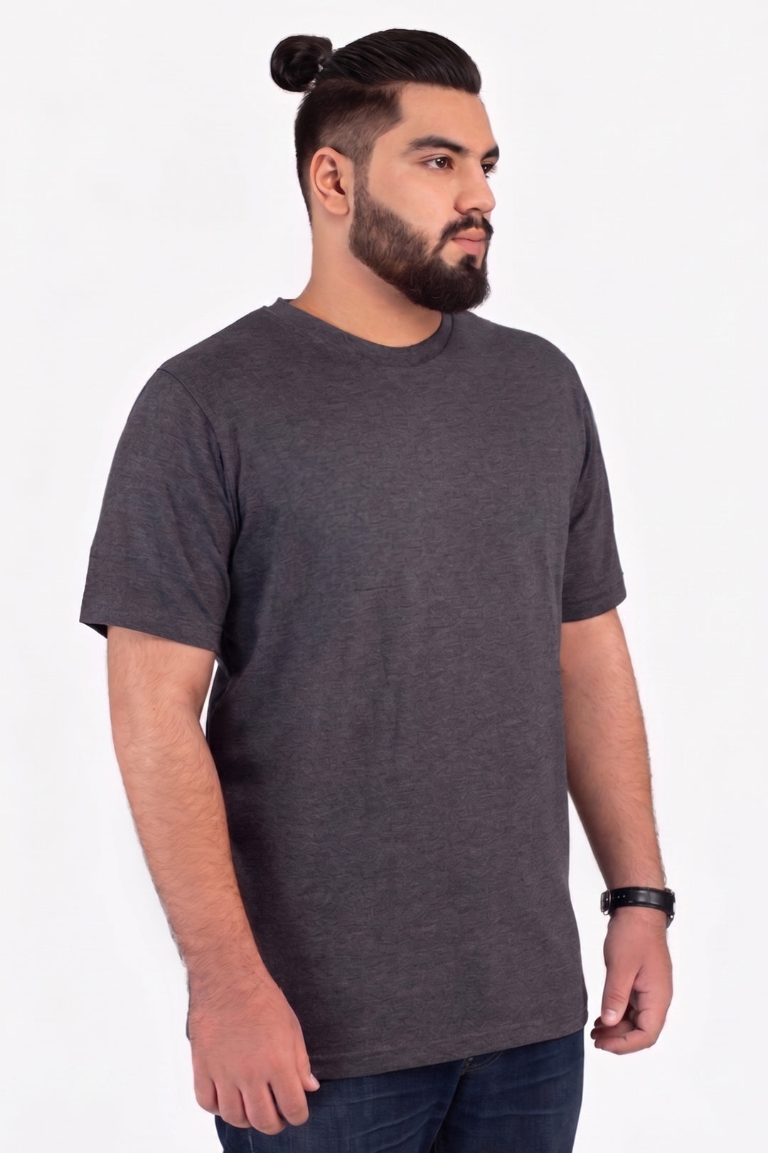 Charcoal Crew Neck Jersey T-Shirt - (Plus size) - S26 - MT0530P