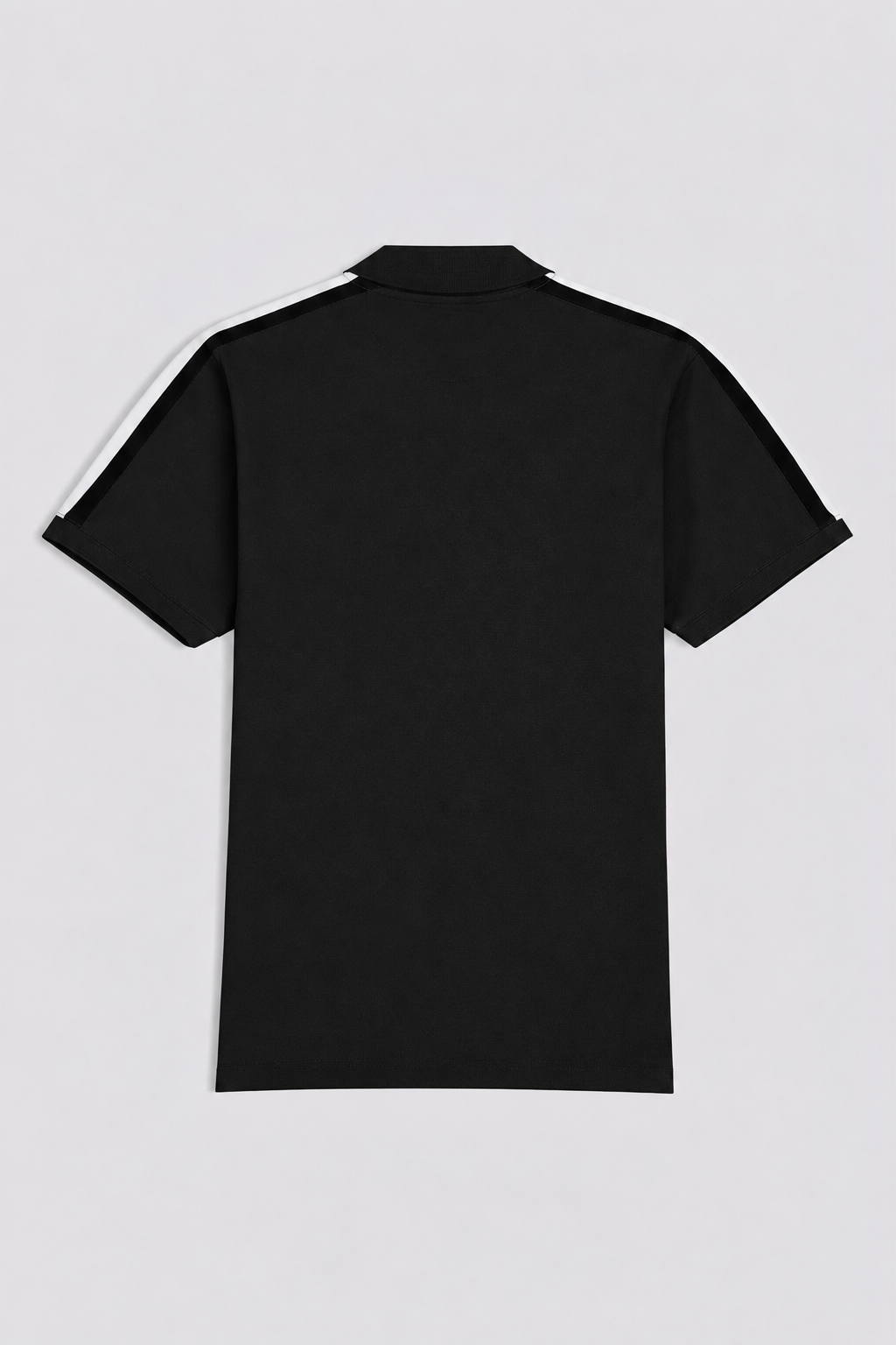 Black Cut & Sew Stripe Polo Shirt with '93' Embroidery (Plus Size) - S26 - MP0705P