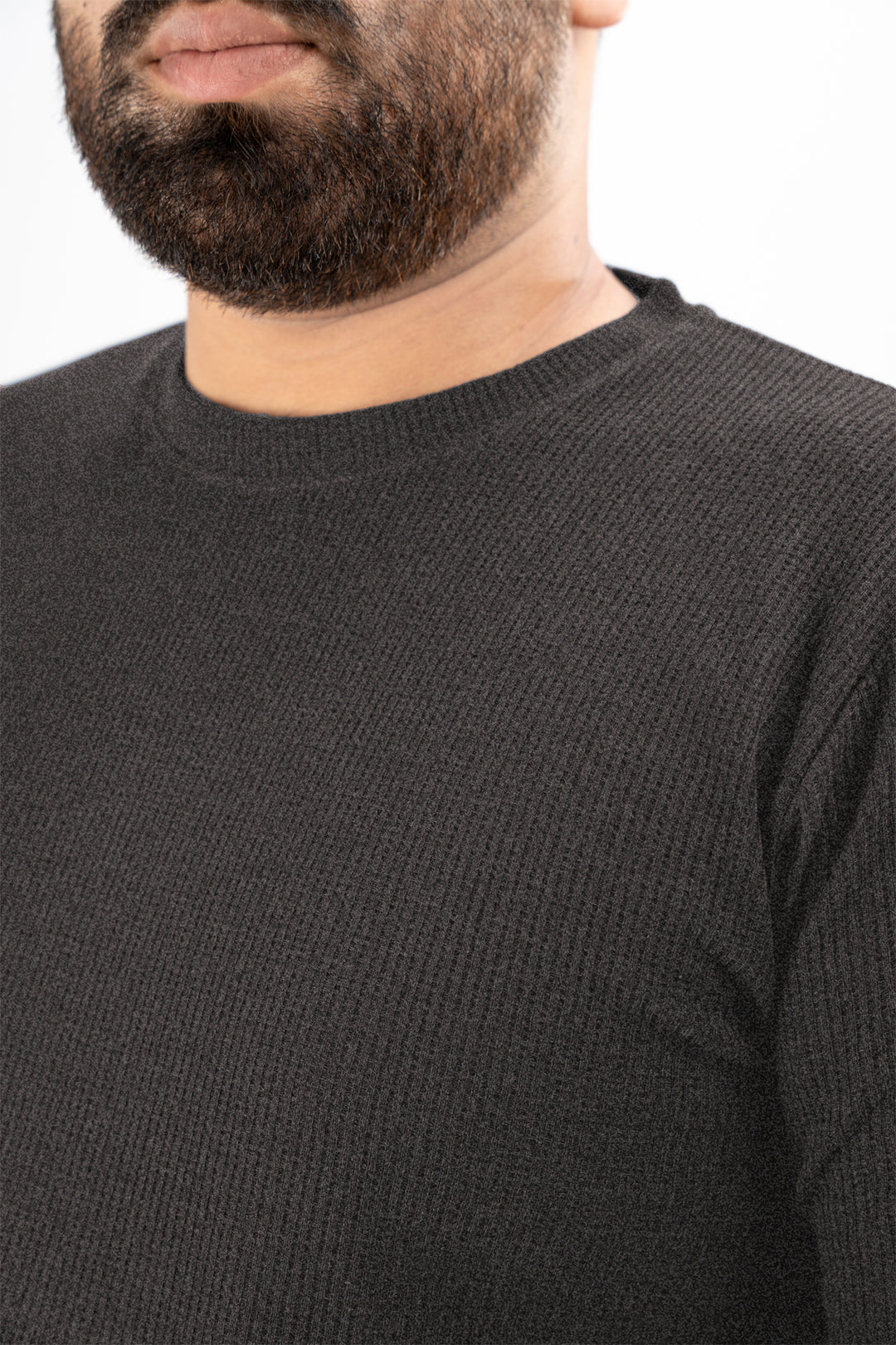 Charcoal Waffle Knit Textured T-Shirt (Plus size) - S25 - MT0500P