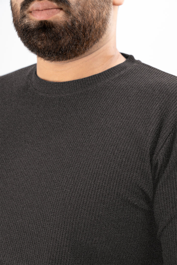 Charcoal Waffle Knit Textured T-Shirt (Plus size) - S25 - MT0500P