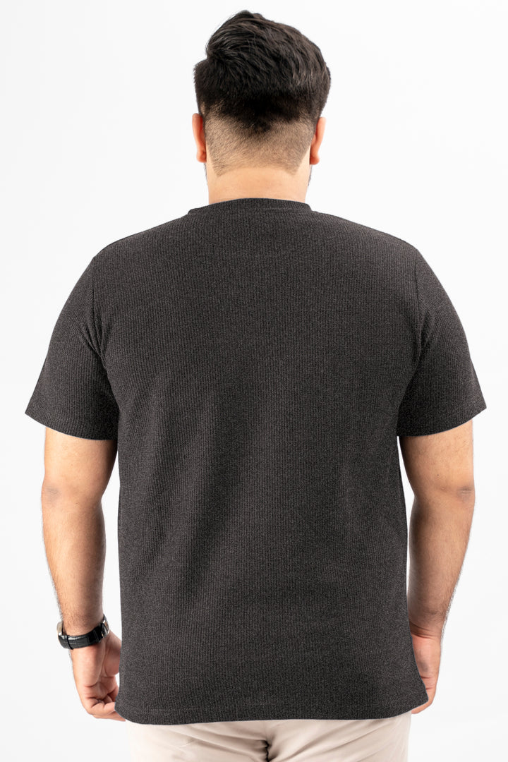 Charcoal Waffle Knit Textured T-Shirt (Plus size) - S25 - MT0500P