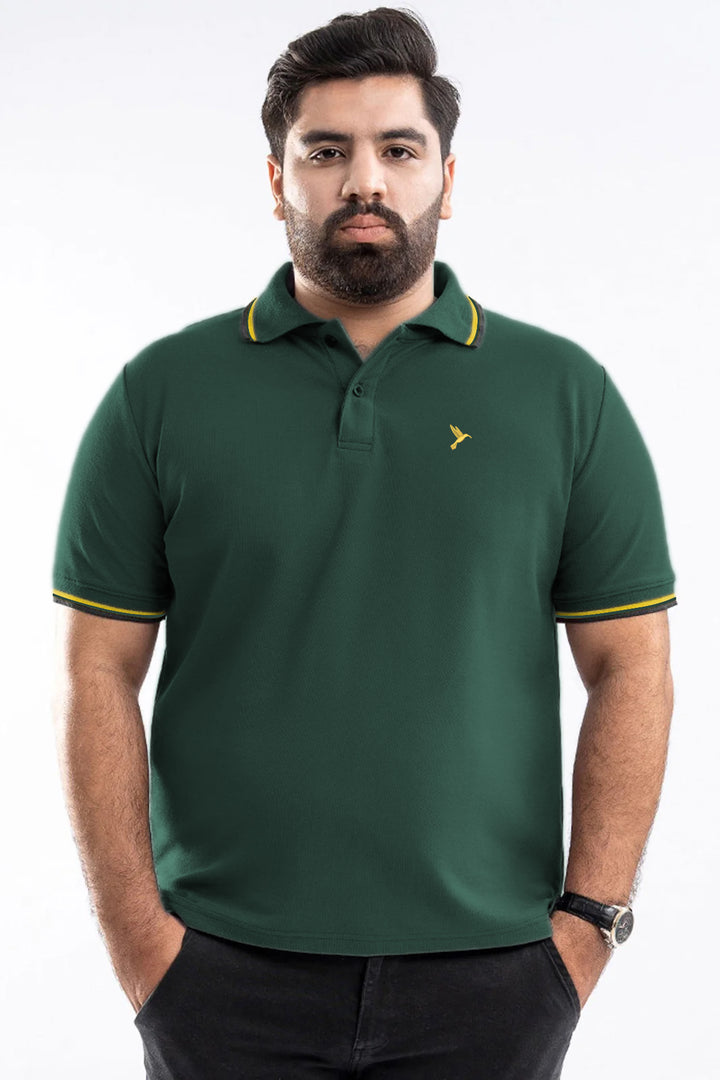 Emerald Green Tipped Collar Polo (Plus size) - S25 - MP0445P