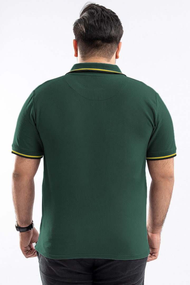 Emerald Green Tipped Collar Polo (Plus size) - S25 - MP0445P