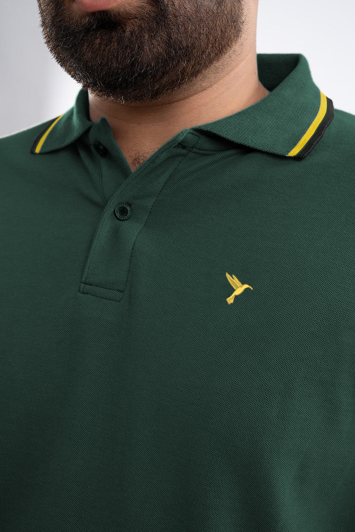 Emerald Green Tipped Collar Polo (Plus size) - S25 - MP0445P