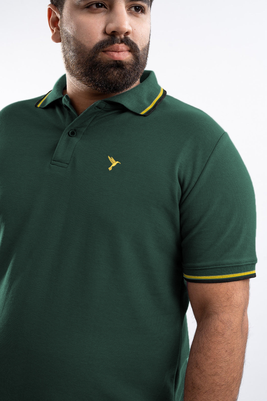 Emerald Green Tipped Collar Polo (Plus size) - S25 - MP0445P