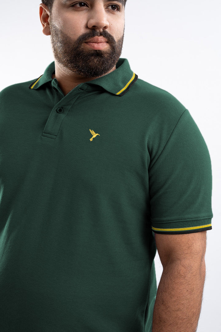 Emerald Green Tipped Collar Polo (Plus size) - S25 - MP0445P