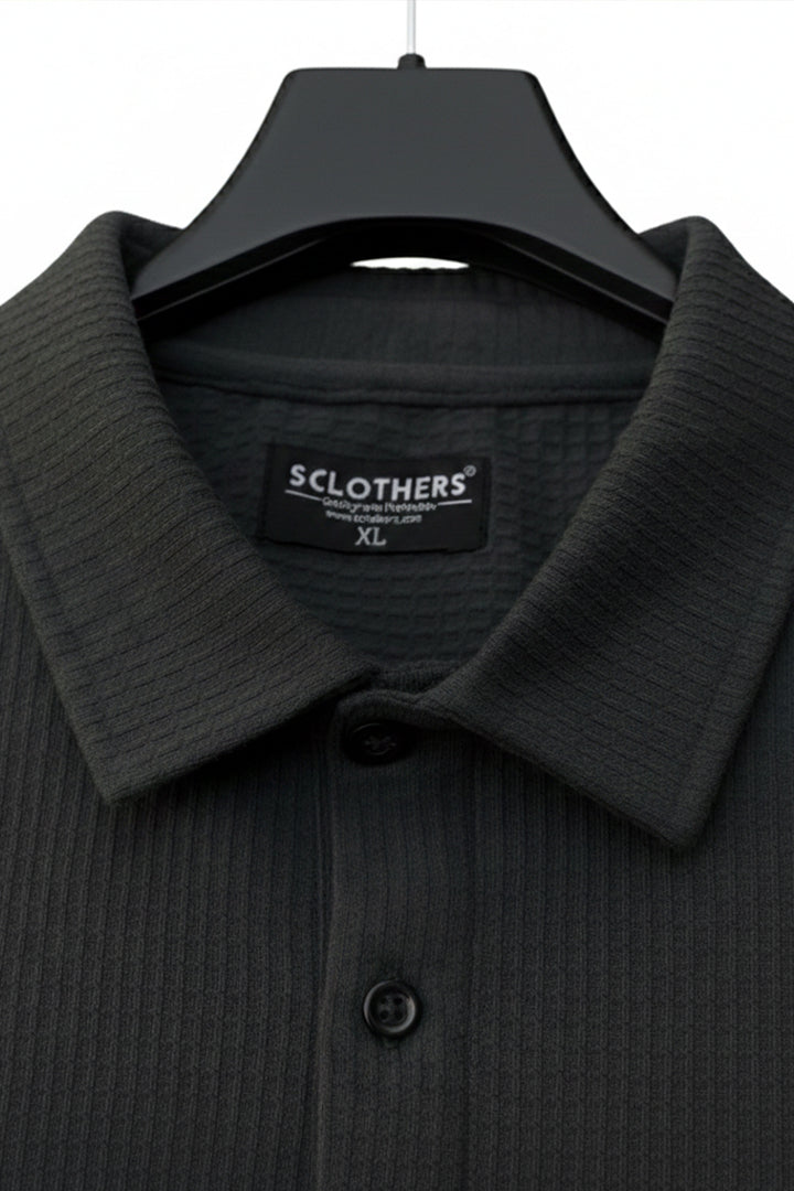 Green Slate Jacquard Texture Polo Shirt - S26 - MP0563