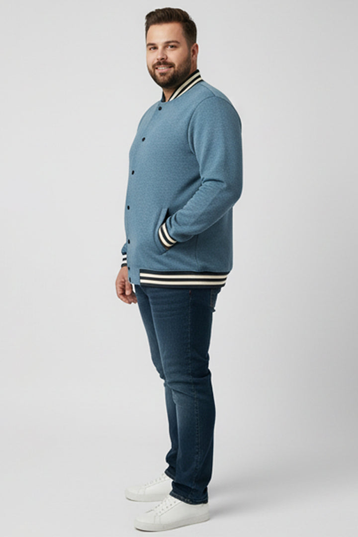 Blue Melange Varsity Jacket (Plus Size) - S24 - MJ0024P