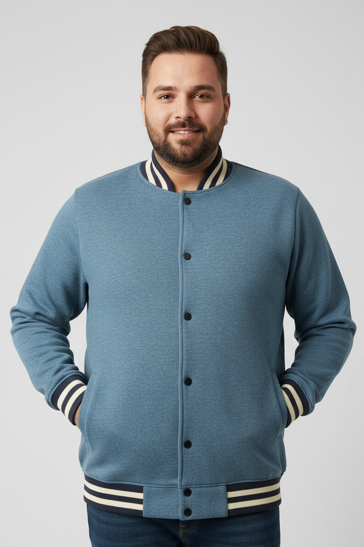 Blue Melange Varsity Jacket (Plus Size) - S24 - MJ0024P