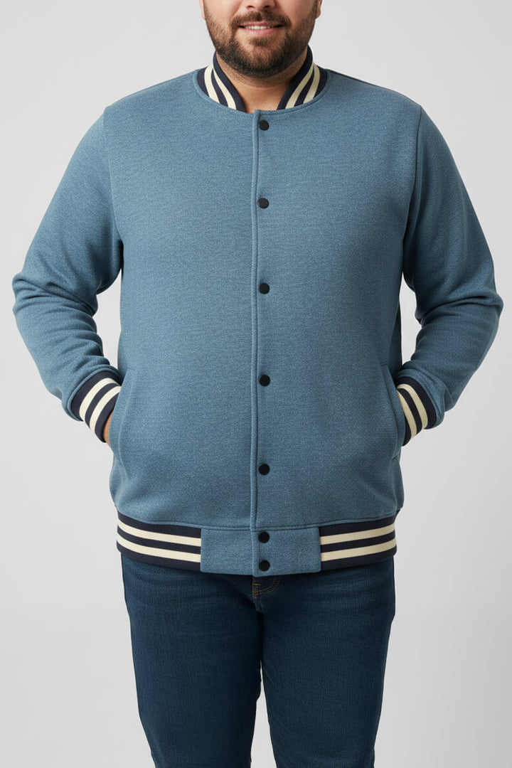 Blue Melange Varsity Jacket (Plus Size) - S24 - MJ0024P