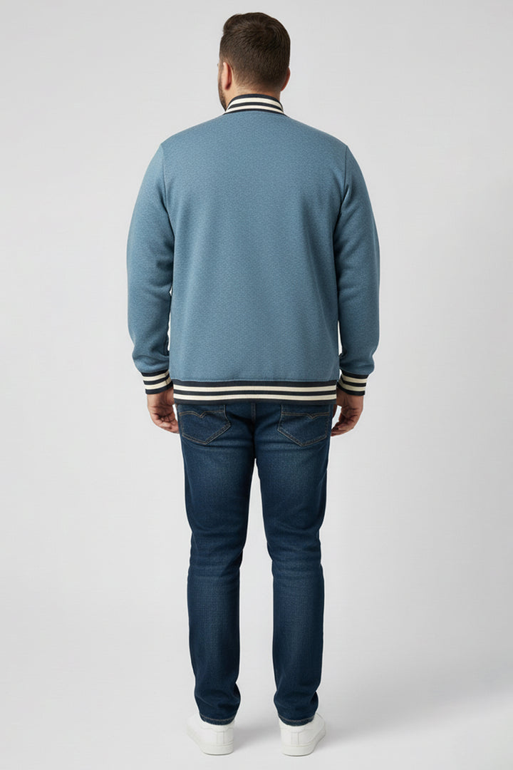 Blue Melange Varsity Jacket (Plus Size) - S24 - MJ0024P