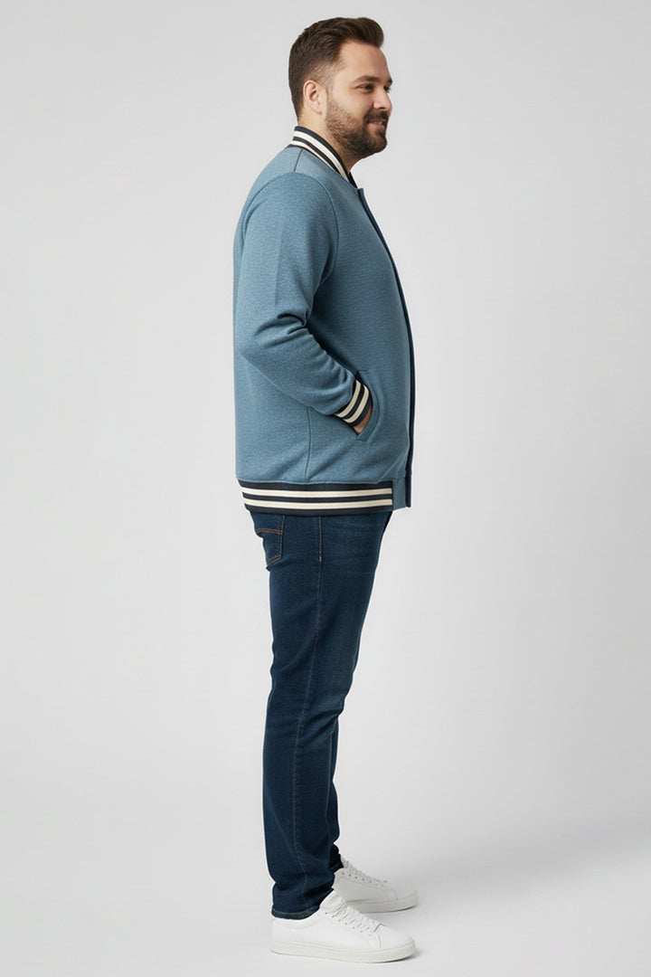Blue Melange Varsity Jacket (Plus Size) - S24 - MJ0024P