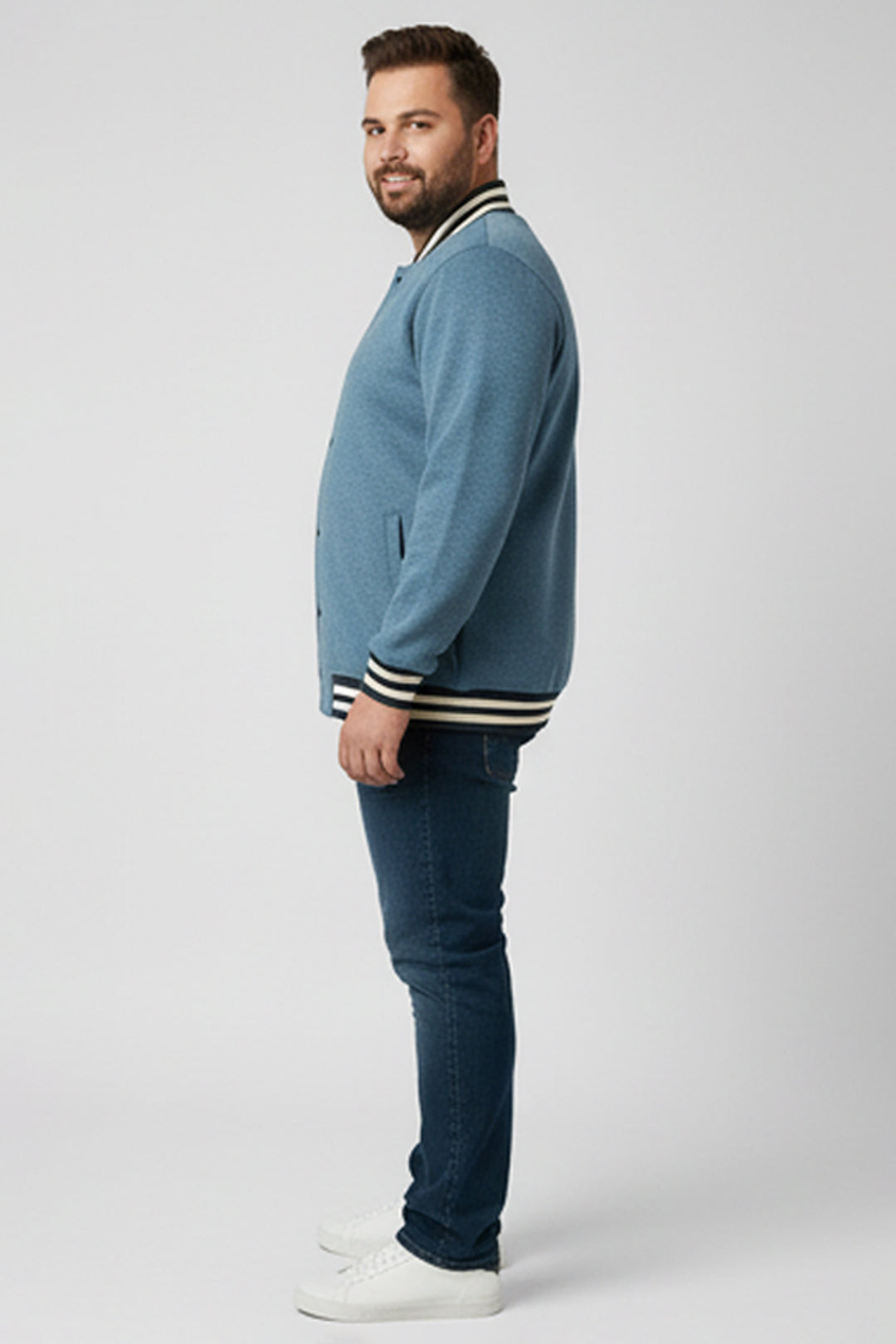 Blue Melange Varsity Jacket (Plus Size) - S24 - MJ0024P