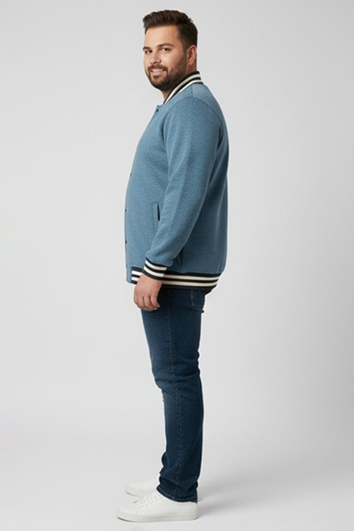 Blue Melange Varsity Jacket (Plus Size) - S24 - MJ0024P