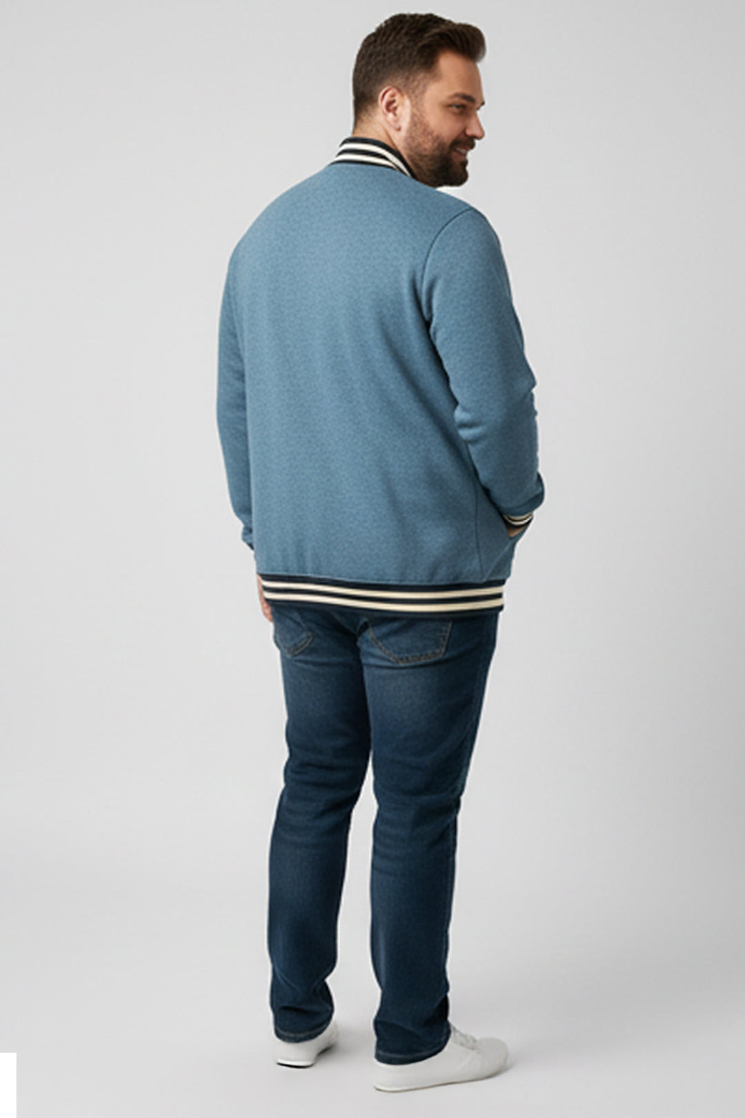 Blue Melange Varsity Jacket (Plus Size) - S24 - MJ0024P