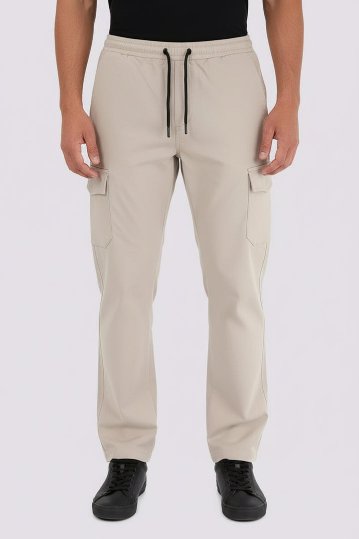 Taupe Chino Pants with Drawstring Closure and Pockets - S24 - MC0022R