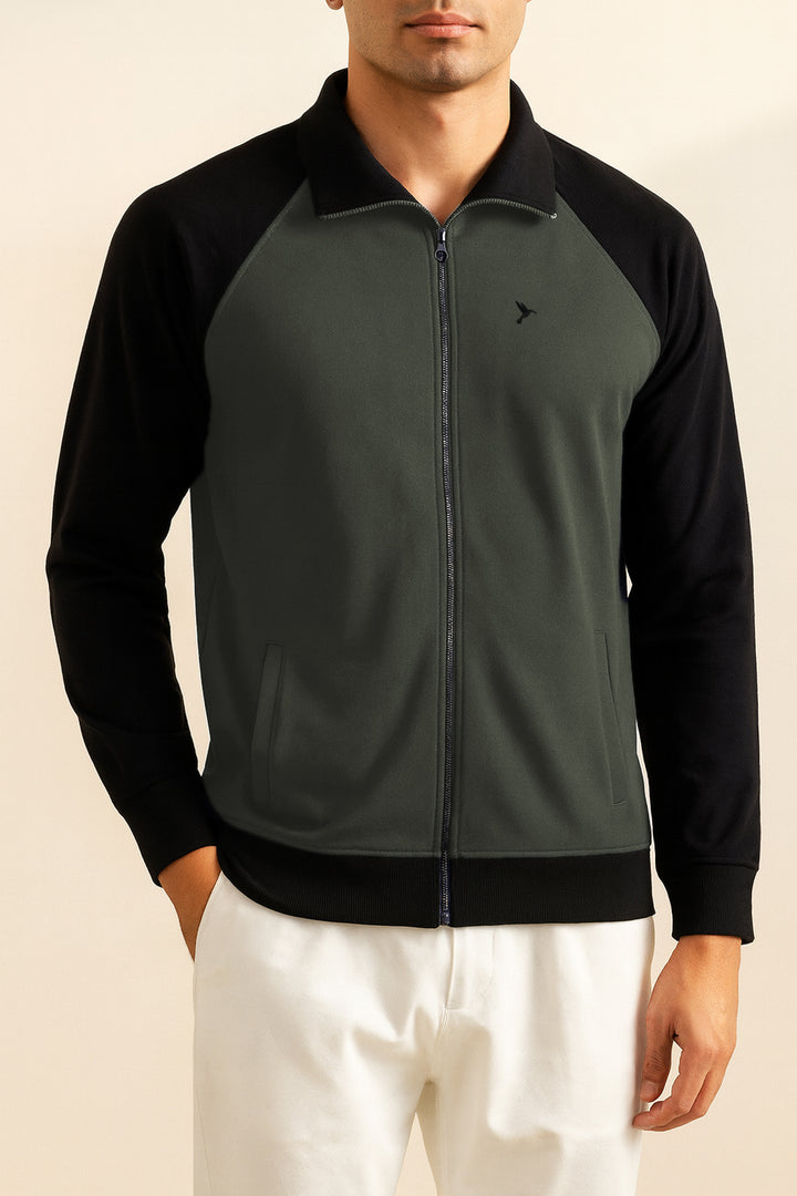 Green & Black Raglan Zipper Jacket - S24 - MJ0020R
