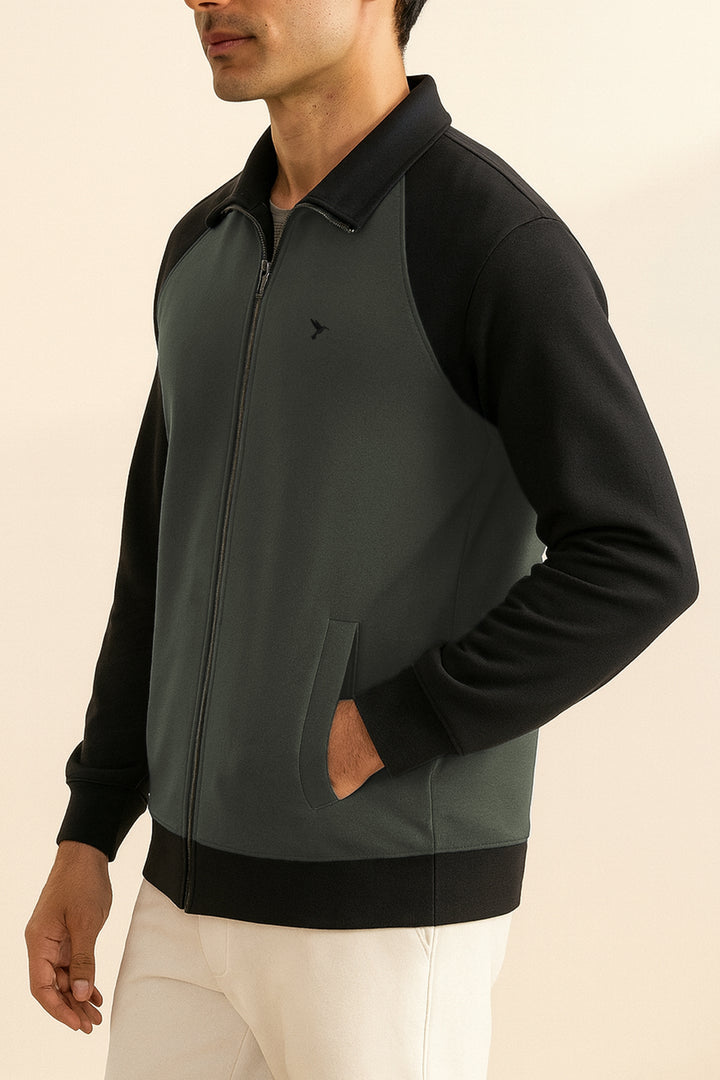 Green & Black Raglan Zipper Jacket - S24 - MJ0020R