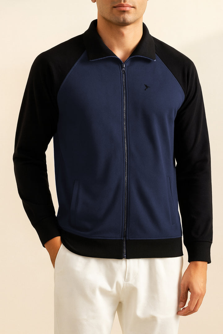 Blue & Black Raglan Zipper Jacket - S24 - MJ0023R