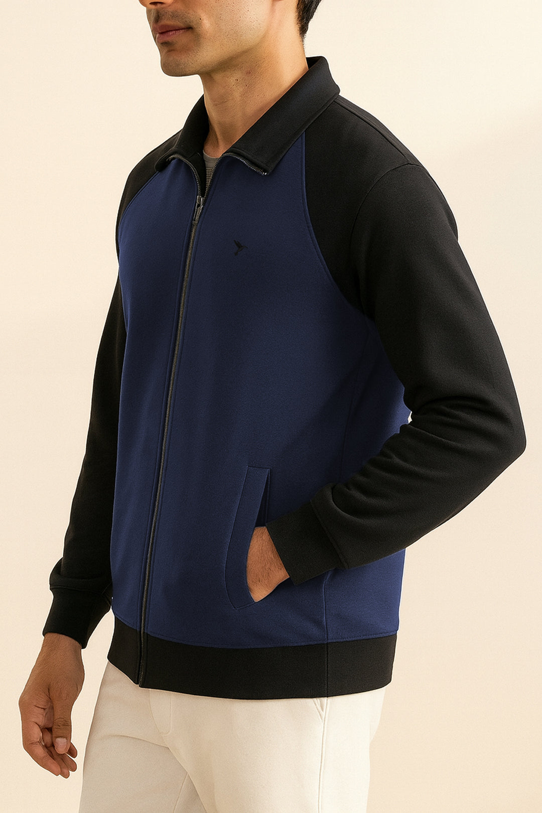 Blue & Black Raglan Zipper Jacket - S24 - MJ0023R