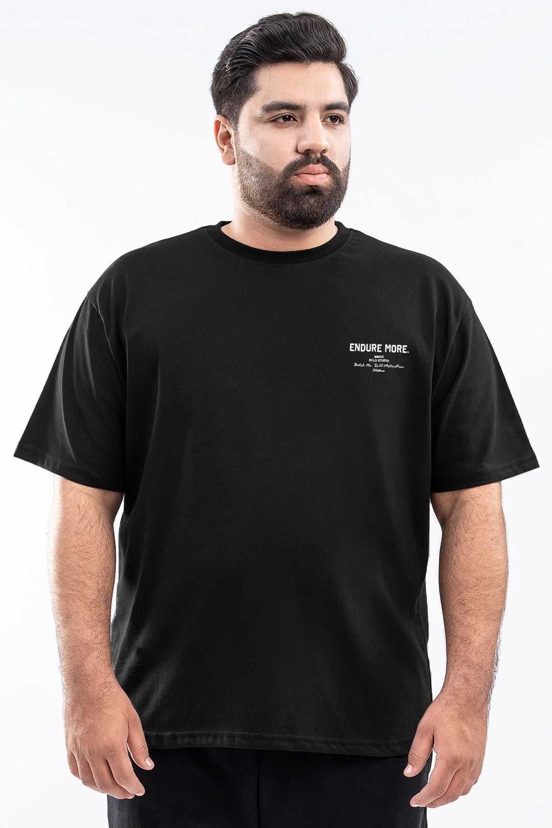 Endure More Oversized Graphic T-Shirt – Black (Plus Size) - S26 - MT0511P