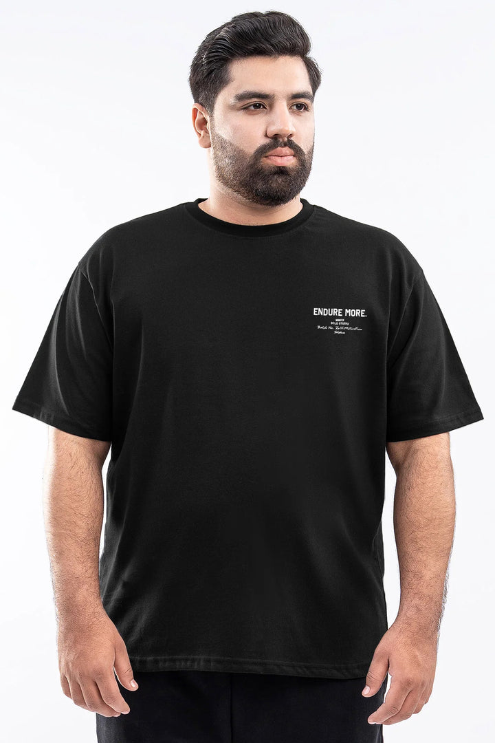 Endure More Oversized Graphic T-Shirt – Black (Plus Size) - S26 - MT0511P