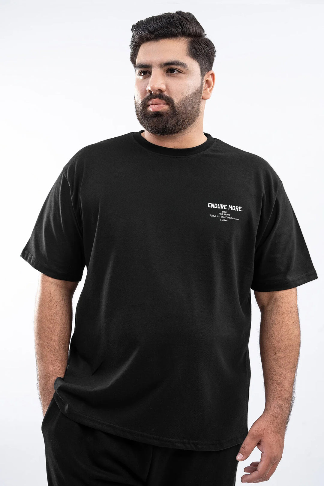 Endure More Oversized Graphic T-Shirt – Black (Plus Size) - S26 - MT0511P