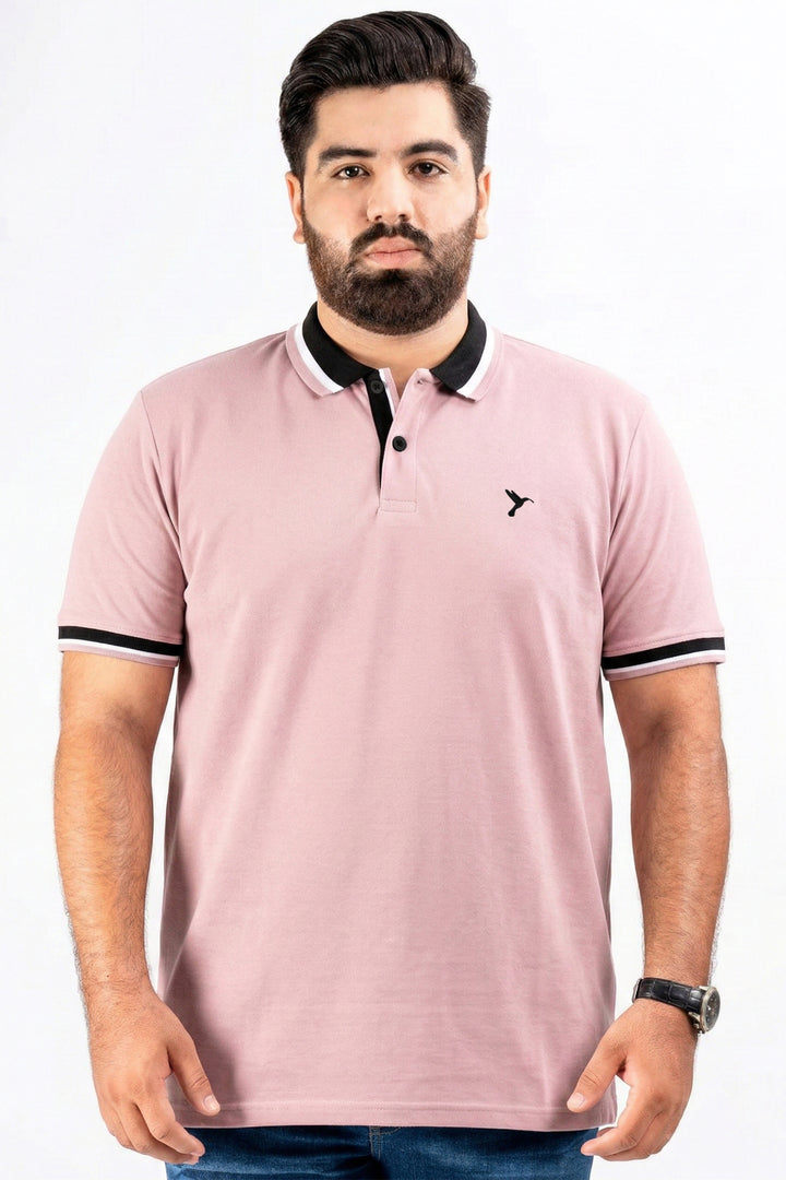 Ash Rose Jacquard Collar Polo Shirt (Plus Size) - S26 - MP0564P