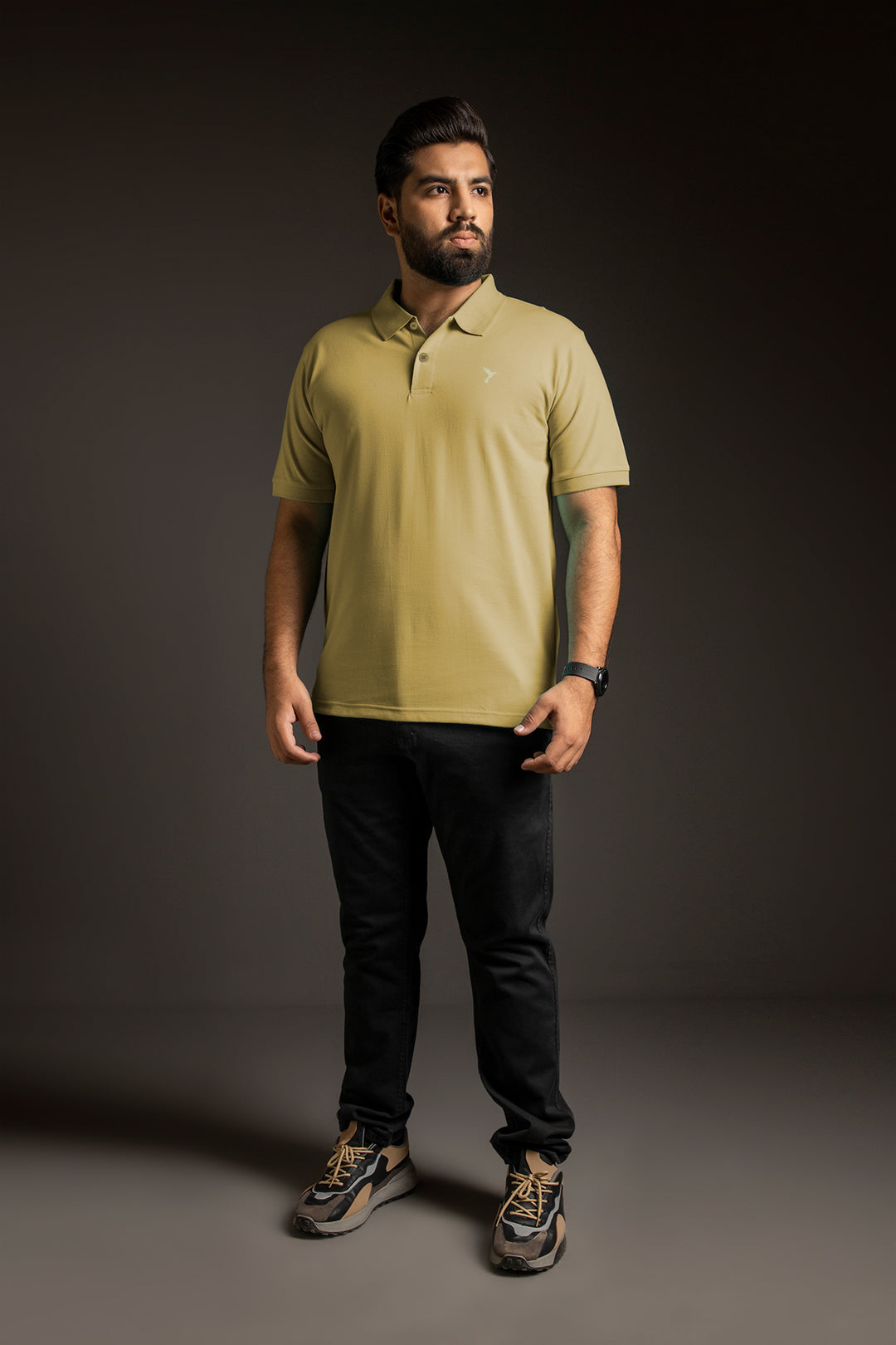 Sage Green Basic Embroidered Pique Polo (Plus Size) - S26 - MP0566P