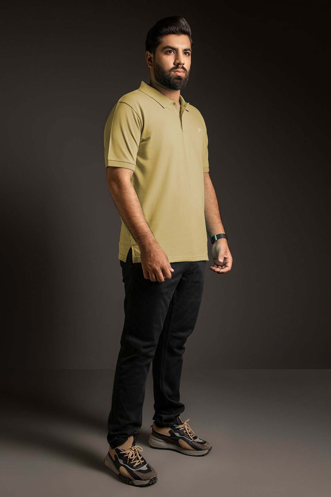 Sage Green Basic Embroidered Pique Polo (Plus Size) - S26 - MP0566P