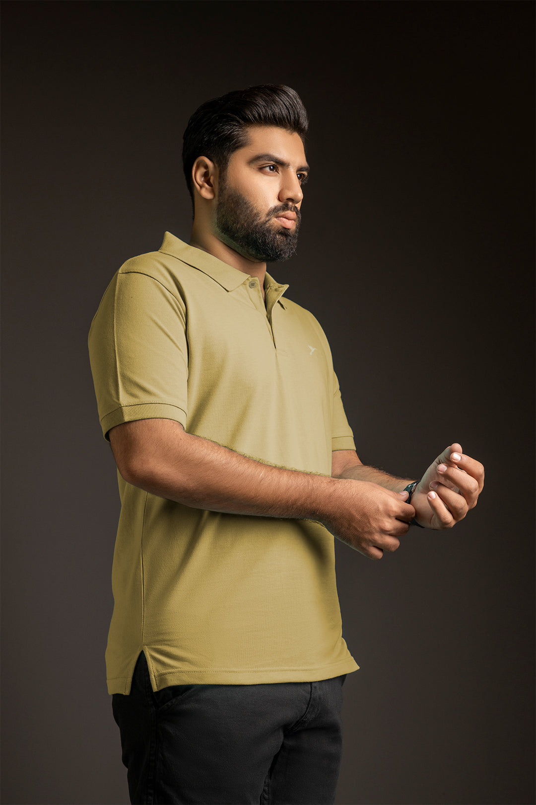 Sage Green Basic Embroidered Pique Polo (Plus Size) - S26 - MP0566P