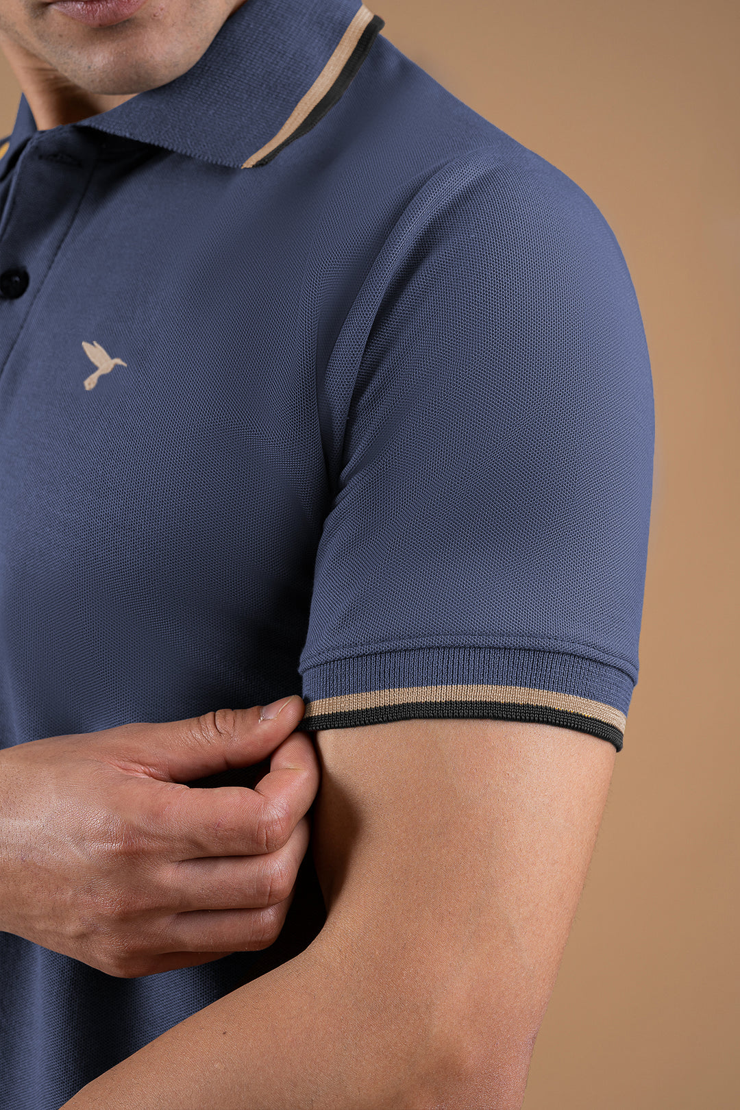 Indigo Blue Tipped Collar Polo Shirt - S26 - MP0567R