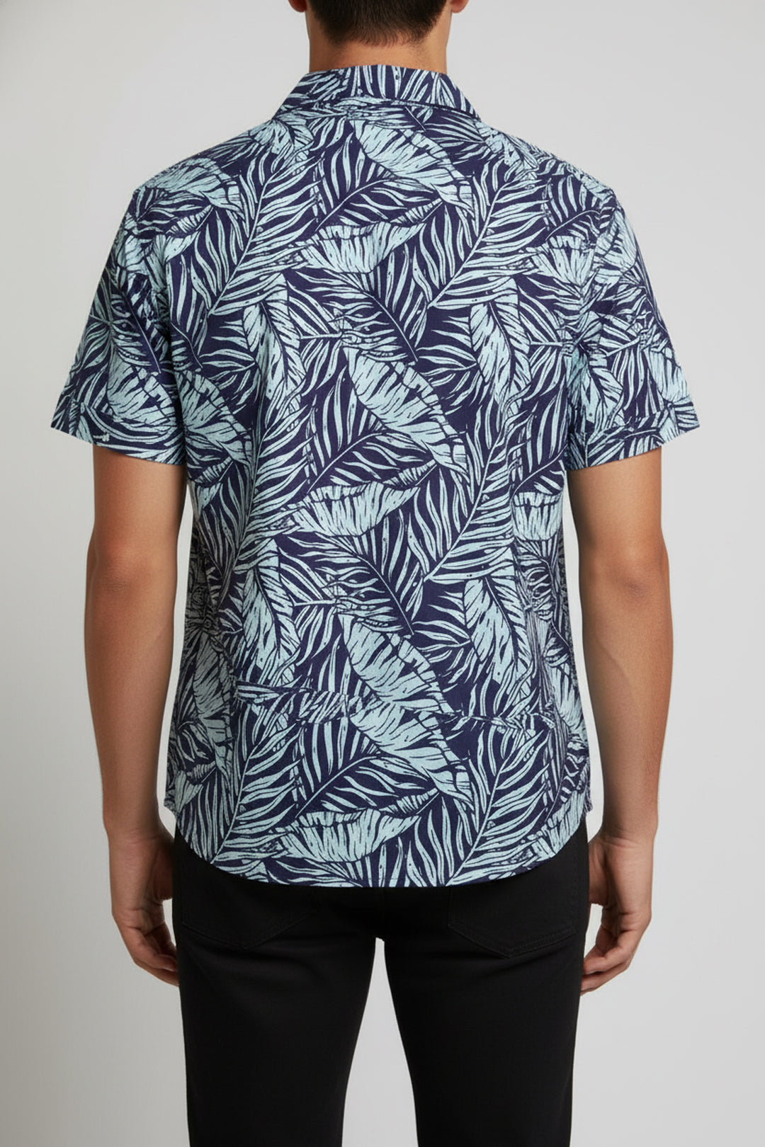 Blue Tropical Printed Resort Collar Shirt - S24 - MS0083R