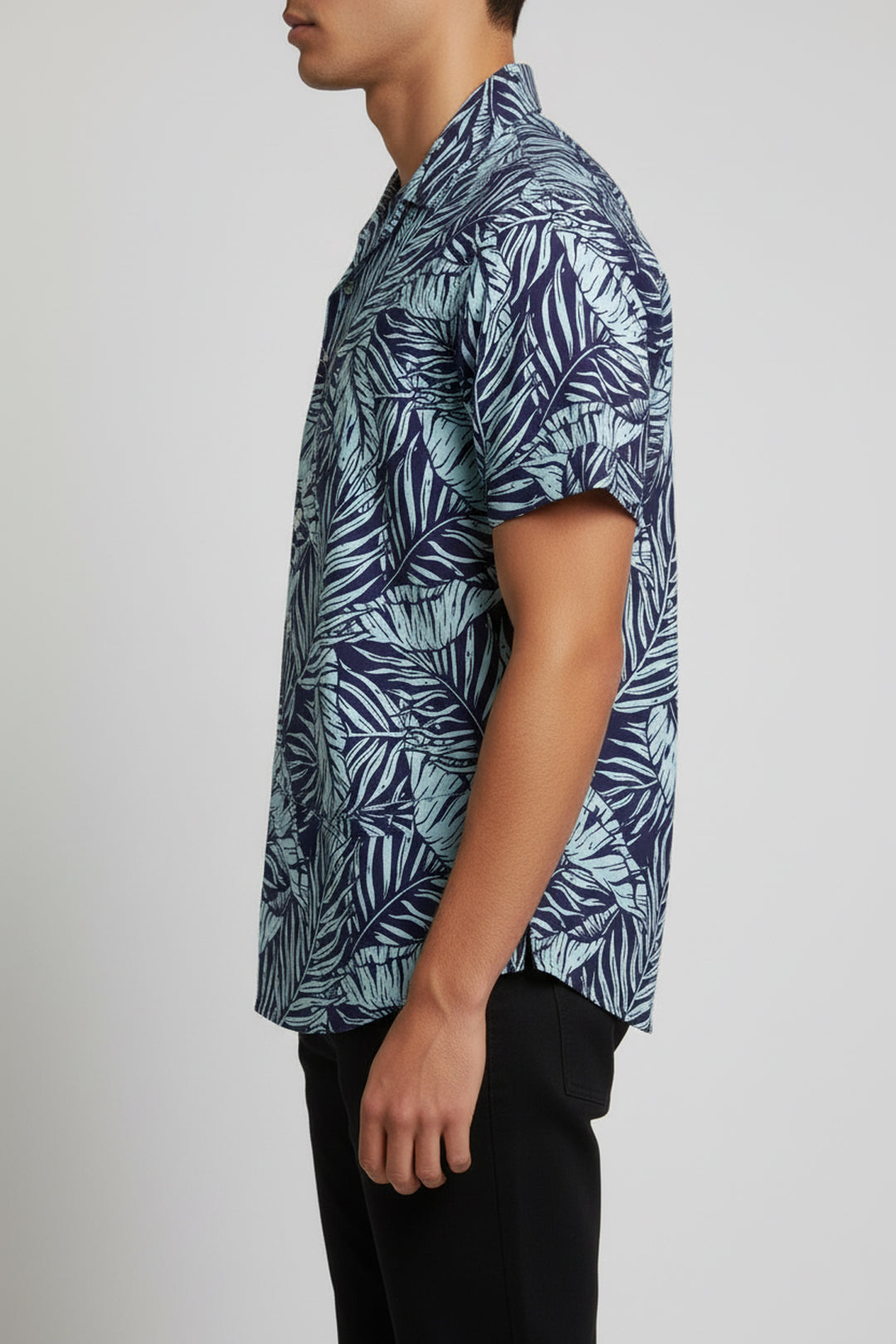 Blue Tropical Printed Resort Collar Shirt - S24 - MS0083R