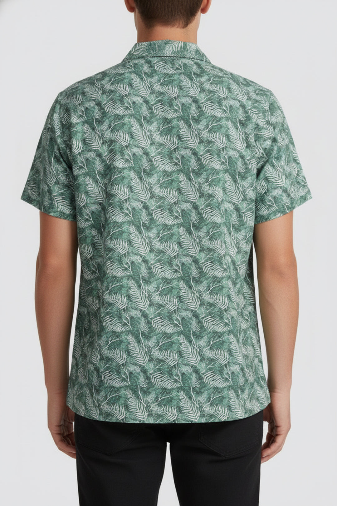 Green Self Printed Resort Collar Shirt - S24 - MS0085R