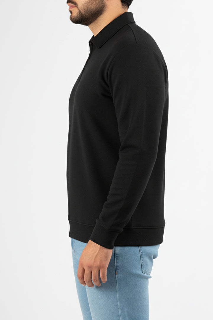 Black Terry Quarter Zip Sweatshirt - W25 - MSW103R