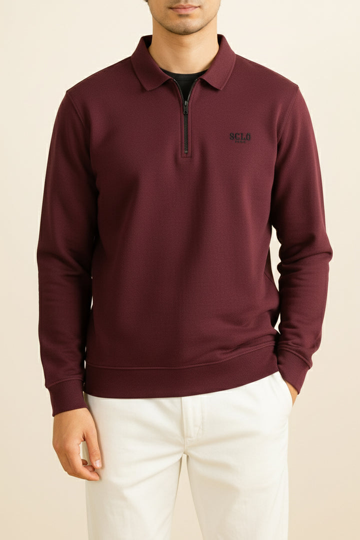 Burgundy Quarter Zip Sweatshirt - S24 - MSW097R