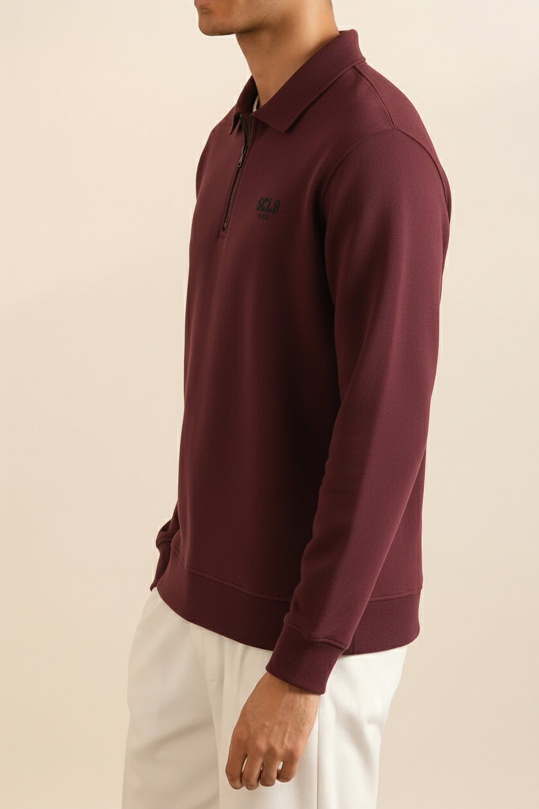 Burgundy Quarter Zip Sweatshirt - S24 - MSW097R